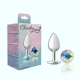 Cheeky Charms Silver Small Metal Butt Plug - Round-Shaped Clear