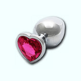 Shots Ouch! Heart Gem Butt Plug Medium - Silver/Rubellite Pink