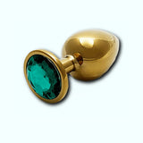 Shots Ouch! Round Gem Butt Plug Large - Gold/Emerald Green