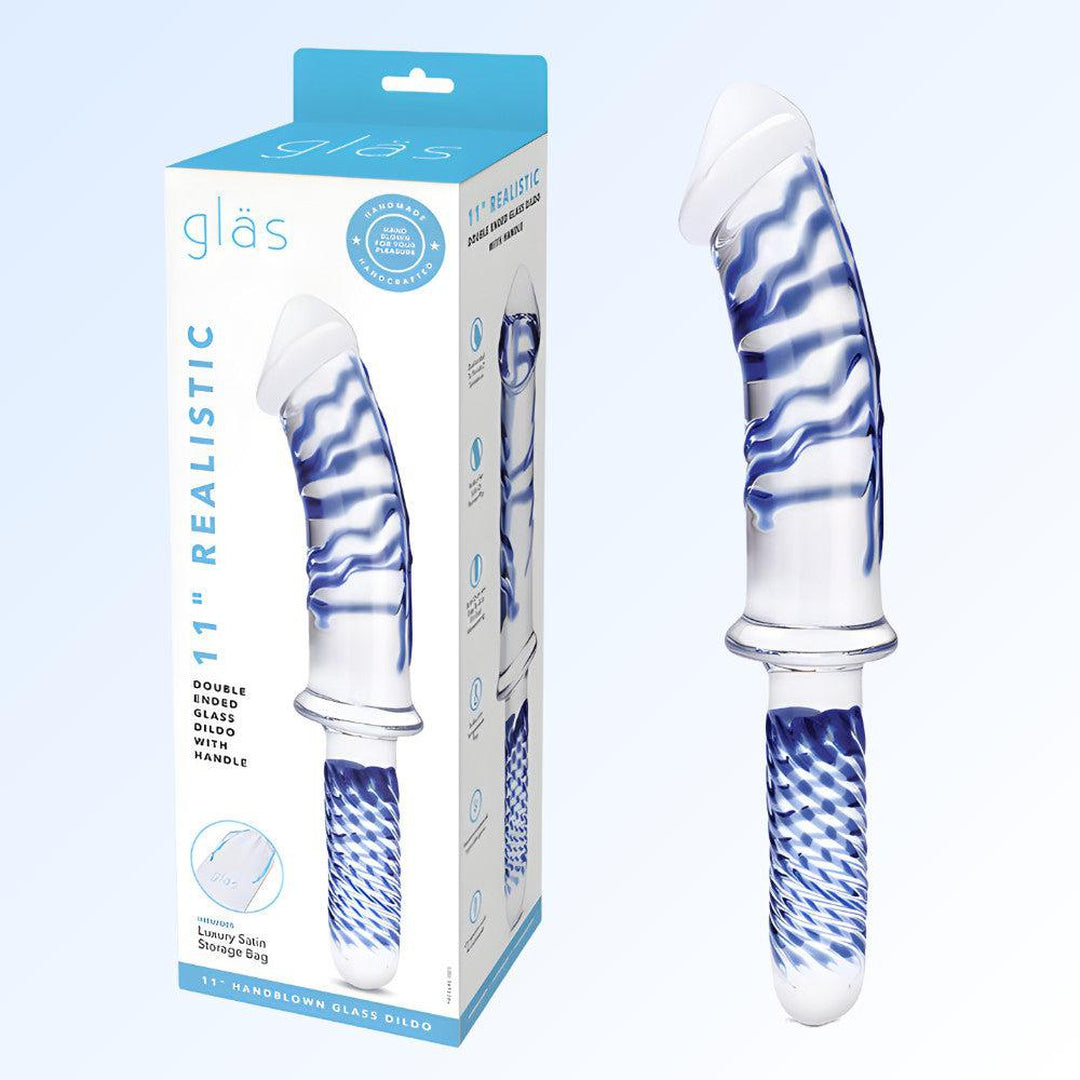 Gläs Realistic Double-Ended Glass Dildo With Handle 11"