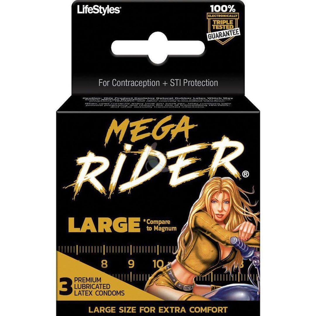 Lifestyles 'Mega' Rider Large Condom | 3-Pack