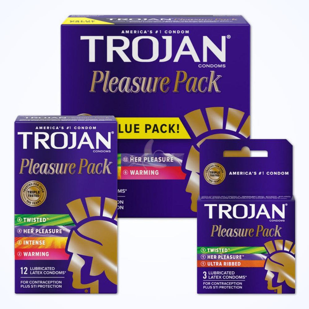 Trojan Pleasure Pack Variety Condom Sampler (3 Different Condoms