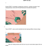 Illustrated guide on how to use the LELO Tor 2 Vibrating Cock Ring - Black. Instructions demonstrate placing the silicone ring upward on the penis for partner stimulation, applying moisturizer, activating the device, and experimenting with various vibration settings for enhanced pleasure. Perfect as a couples’ cock ring for shared enjoyment.