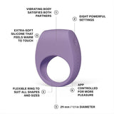 Experience the LELO Tor 3 - Violet Dusk, a purple silicone vibrating couples' ring by LELO featuring eight settings, extra-soft material, flexible 29 mm ring, vibrating body, and app connection for enhanced pleasure.
