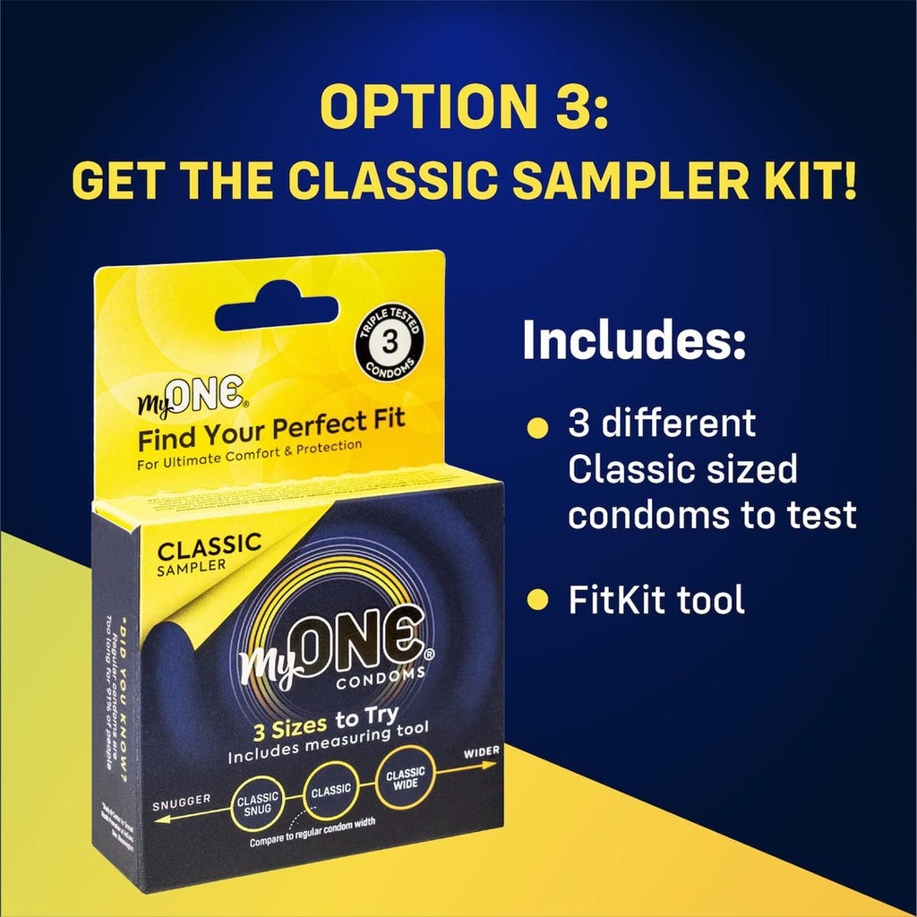 myONE Custom Fit Condom Sampler with FitKit Measuring Tool – Condomania.com