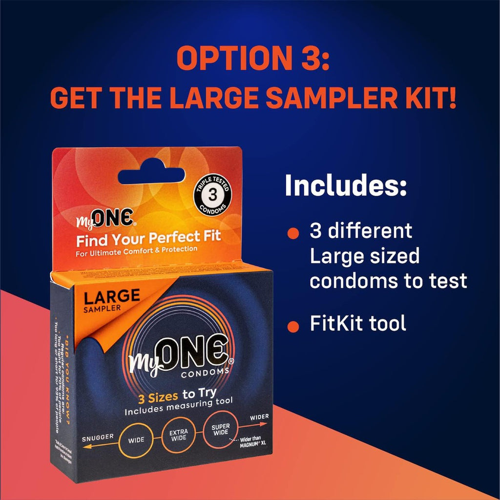 myONE Large Condom Sampler with FitKit - Custom Fit – Condomania.com
