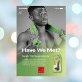 An advertisement features a man with a towel draped over his shoulder, highlighting his realistic attributes. The text reads, "Have We Met? Darnell, The Fitness Instructor," with a list of qualities alongside. At the bottom corner, there's an image of the Average Joe's product package with a suction cup base: Average Joe The Fitness Instructor Darnell.