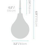 The B-Vibe Anal Massage & Education Set includes a lubricant applicator with a 0.2 in (0.6 cm) nozzle width, 2.6 in (6.6 cm) nozzle length, 6.9 in (17.5 cm) total height, and 3.2 in (8.1 cm) bulb width—ideal for anal massage or sex toys use.