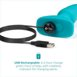 The B-Vibe Rimming Plug 2 Vibrating Butt Plug by B-Vibe features USB rechargeability—a 2-hour charge offers 1 hour of play, with a battery indicator for charging alerts.