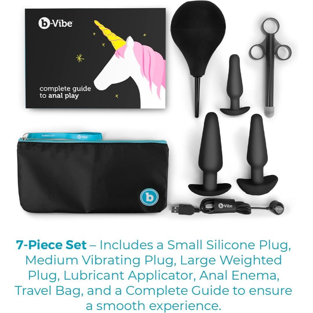 B-Vibe Anal Training Set 3 Butt Plugs Black Beginner Kit Condomania.com B-Vibe Anal Training Set 3 Butt Plugs Black Beginner Kit Condomania.com