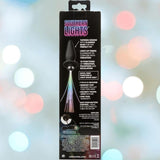 The CalExotics Southern Lights Vibrating Light Up Butt Plug Anal Vibrator Probe features a black design with colorful LED fiber optics at the base, remote control, USB charging, and multiple light functions, as shown on the packaging.