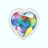 Cheeky Charms Silver Large Metal Butt Plug - Heart-Shaped Clear