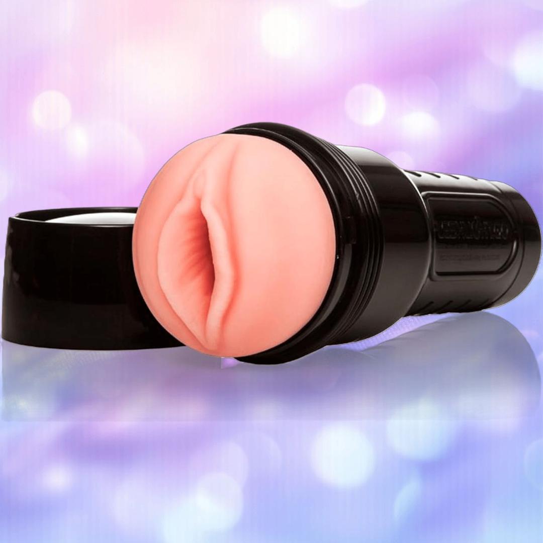 A close-up of the Fleshlight GO Surge - Vagina by Fleshlight, a travel-sized stroker made with lifelike SuperSkin material.