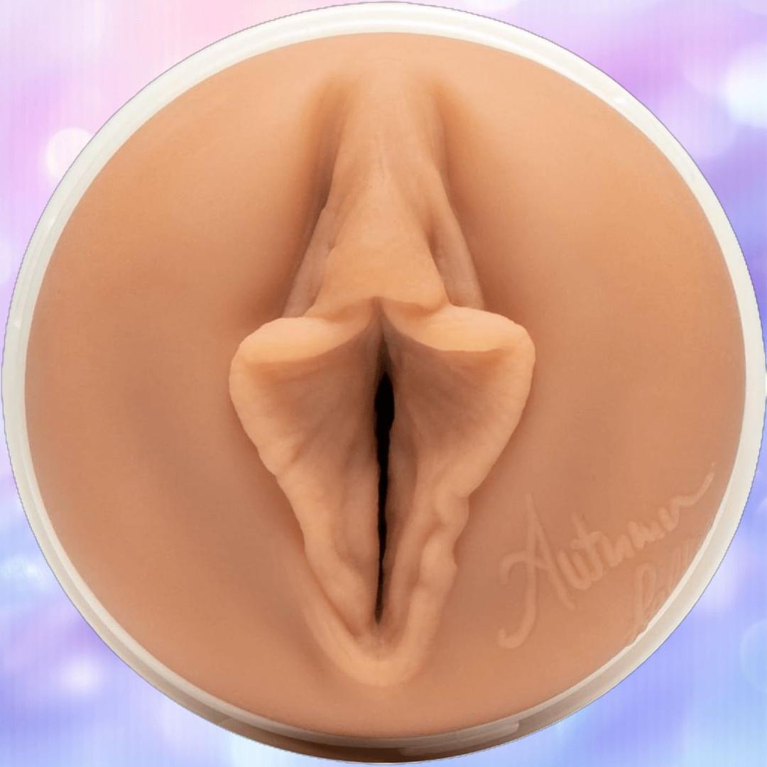 A close-up of the Fleshlight Girls: Autumn Falls Cream by Fleshlight, showcasing its realistic sleeve inspired by Autumn Falls.