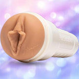 The Fleshlight Girls: Autumn Falls Cream by Fleshlight is a realistic vaginal sleeve in a white case, displayed on a soft, pastel background—ideal for fans of Autumn Falls.