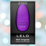 A boxed Lelo NEA Originals Purple by LELO, featuring a purple, oval-shaped design. The packaging displays "REMOTE CONTROLLED" at the top and "Personal Clitoral Massager" at the bottom.