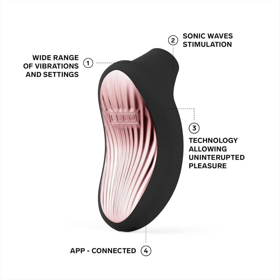The LELO Sona 3 Cruise in black features sonic wave stimulation, wide vibration settings, uninterrupted pleasure technology, and app connectivity for a customizable experience.