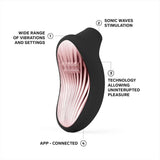 The LELO Sona 3 Cruise in black features sonic wave stimulation, wide vibration settings, uninterrupted pleasure technology, and app connectivity for a customizable experience.