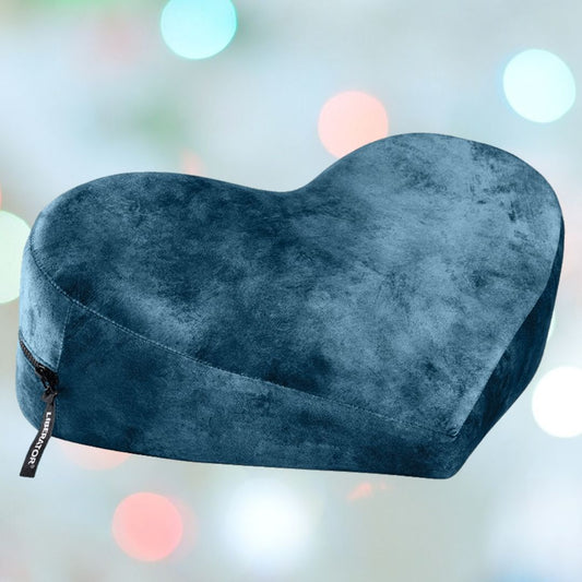 The Liberator Heart Wedge Ibiza Collection in Ocean Blue by Liberator is a stylish, heart-shaped decorative pillow with a side zipper, perfect as chic decor and ideal for comfortable G-spot positioning. 1080