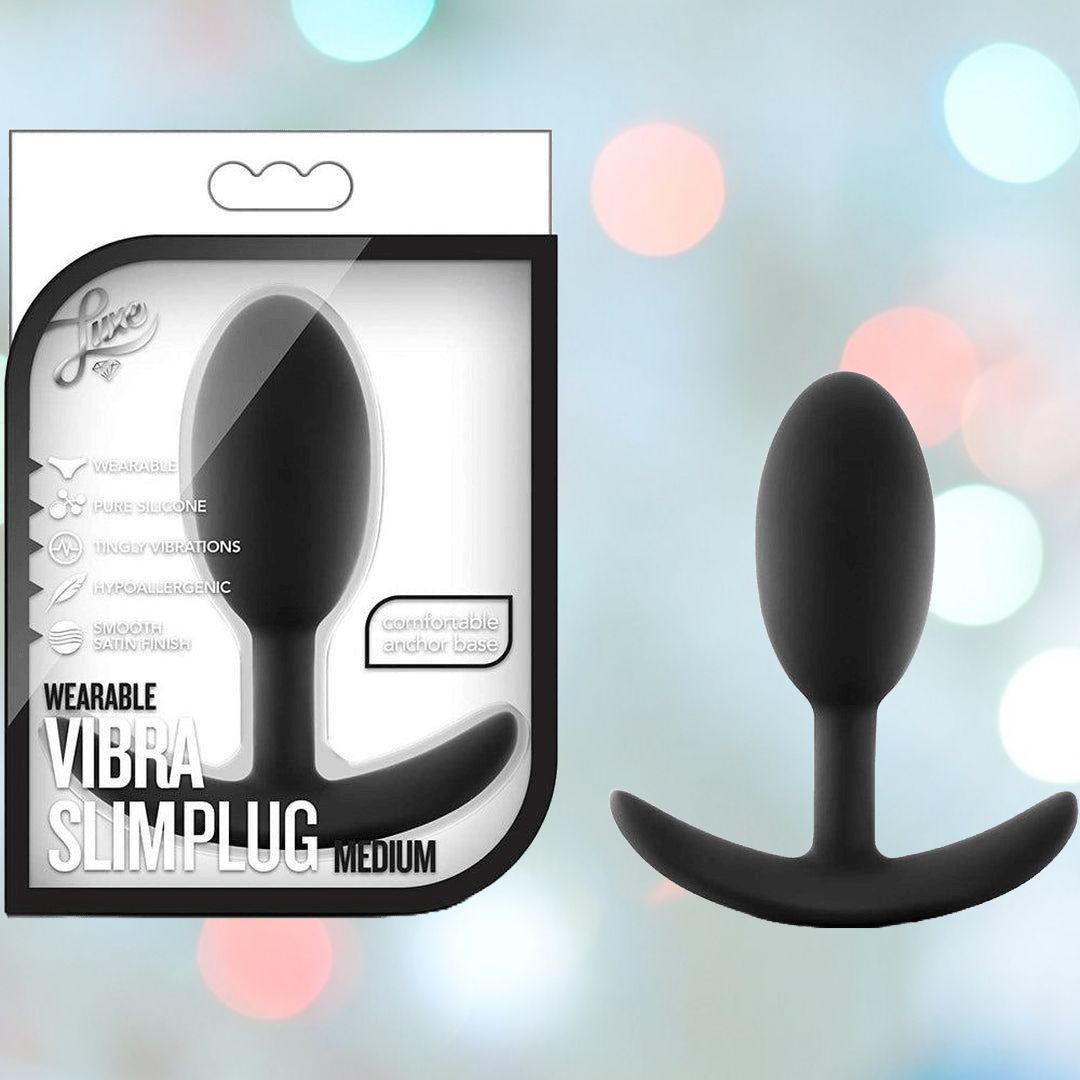 Luxe Wearable Vibra Slim Black Butt Plug Medium Battery-Free Condomania.com Luxe Wearable Vibra Slim Black Butt Plug Medium Battery-Free Condomania.com