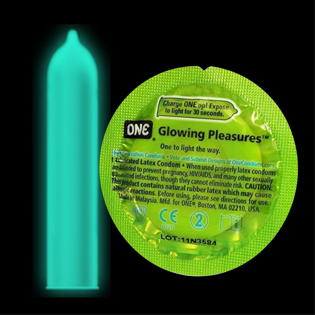 ONE Glowing Pleasure Glow-in-the-Dark Condoms Condomania.com ONE Glowing Pleasure Glow-in-the-Dark Condoms Condomania.com