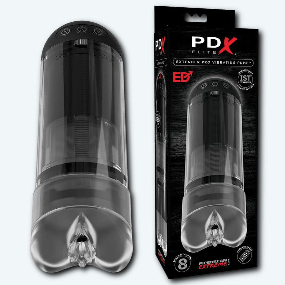 PDX Elite Extender Pro Vibrating Penis Pump - Waterproof Condomania.com PDX Elite Extender Pro Vibrating Penis Pump - Waterproof Condomania.com