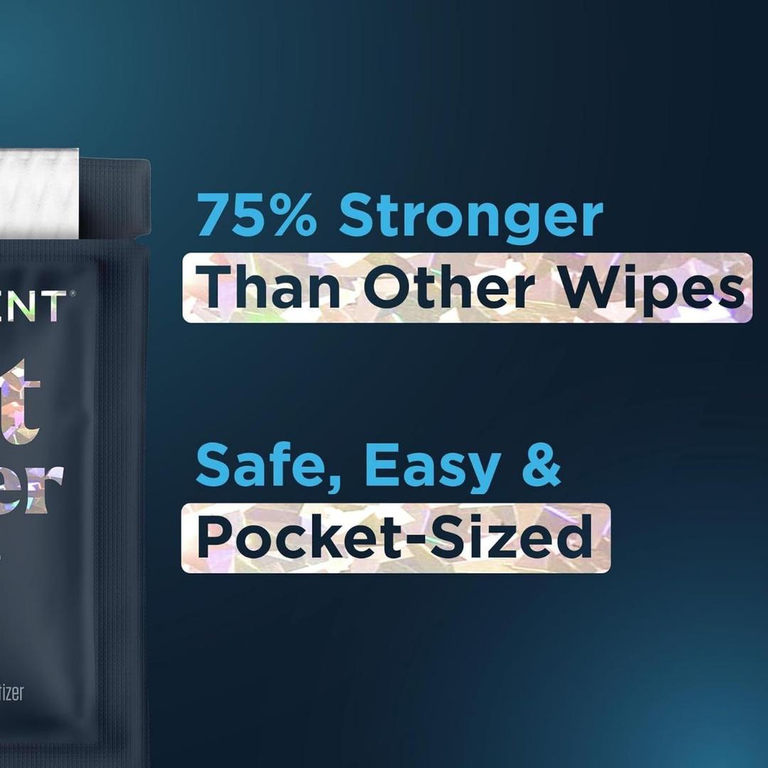 A package of Promescent Delay Wipes for Men by Promescent appears on the left, displaying claims such as "75% Stronger Than Other Wipes" and "Safe, Easy & Pocket-Sized" against a blue gradient background.