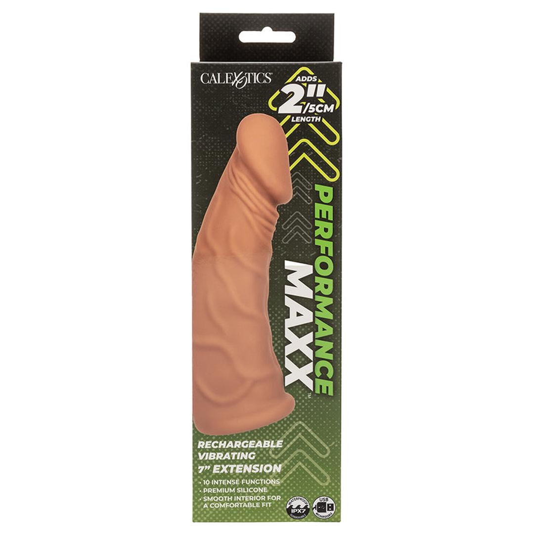 Performance Maxx Rechargeable Vibrating Extension-Brown 7"