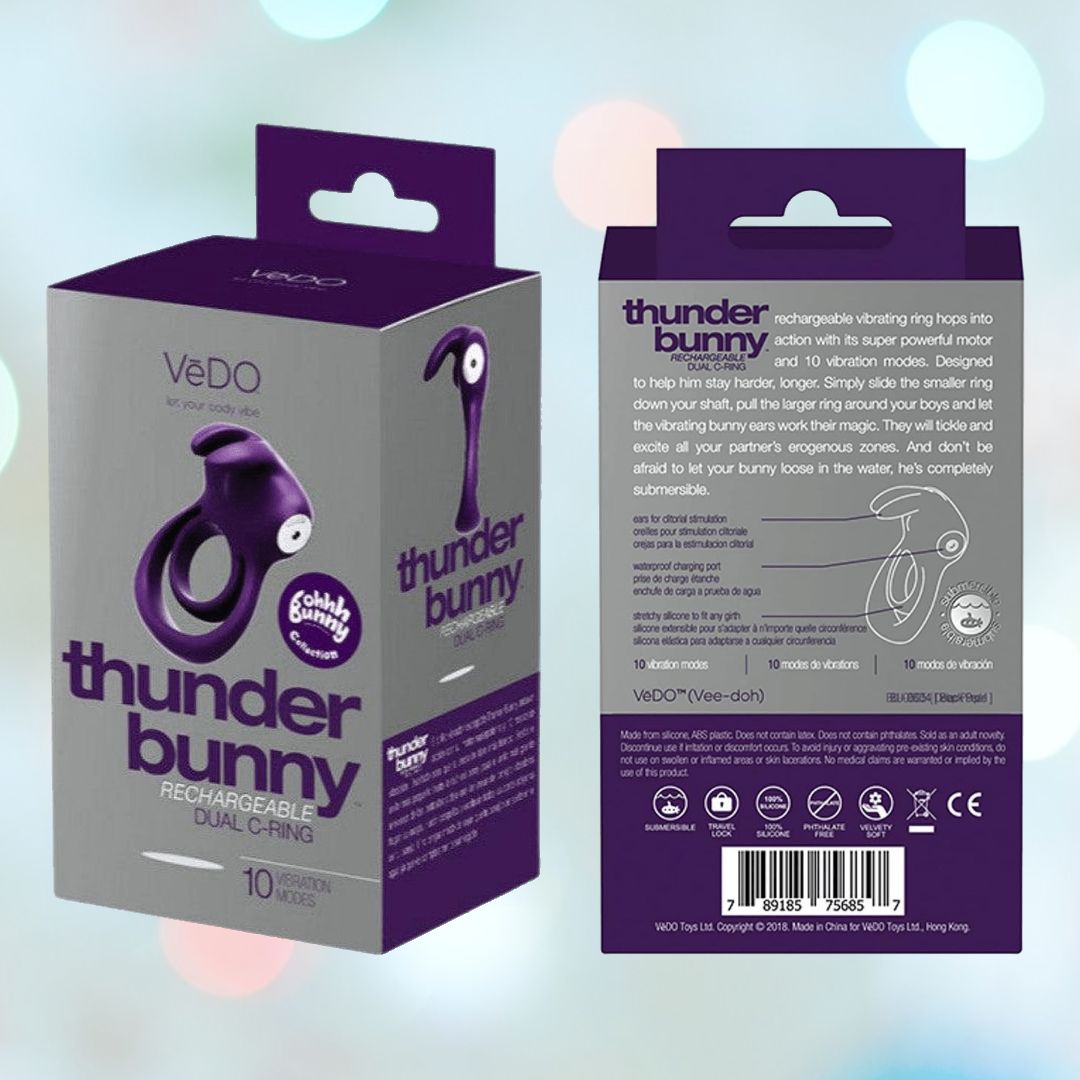 VeDO Thunder Bunny Rechargeable Vibrating Cock Ring Condomania.com VeDO Thunder Bunny Rechargeable Vibrating Cock Ring Condomania.com