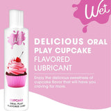 Wet Cupcake Flavored Water Based Lube by Wet features a pink cupcake and cherry on the label, offering a sweet cupcake flavor for a tasty, fun oral play experience.