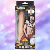 The Working Stiff The Vibrating Quarterback Dildo by CalExotics comes boxed with art of a muscular football player and features a flesh-colored, lifelike vibrator shaped like a realistic penis—the perfect vibrating quarterback toy.