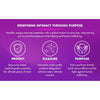 A purple graphic with three icons and text: Protect—Playboy Ampillar Ultra Thin XL Gold Condoms for peace of mind; Pleasure—extra large, ultra thin for intimacy; Purpose—profits help rescue victims of human trafficking.