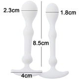 The Aneros Peridise Anal Stimulators (2-Pack) by Aneros feature two white, curved silicone plugs, each 8.5 cm tall with different tip and base widths for versatile play, crafted from premium materials.