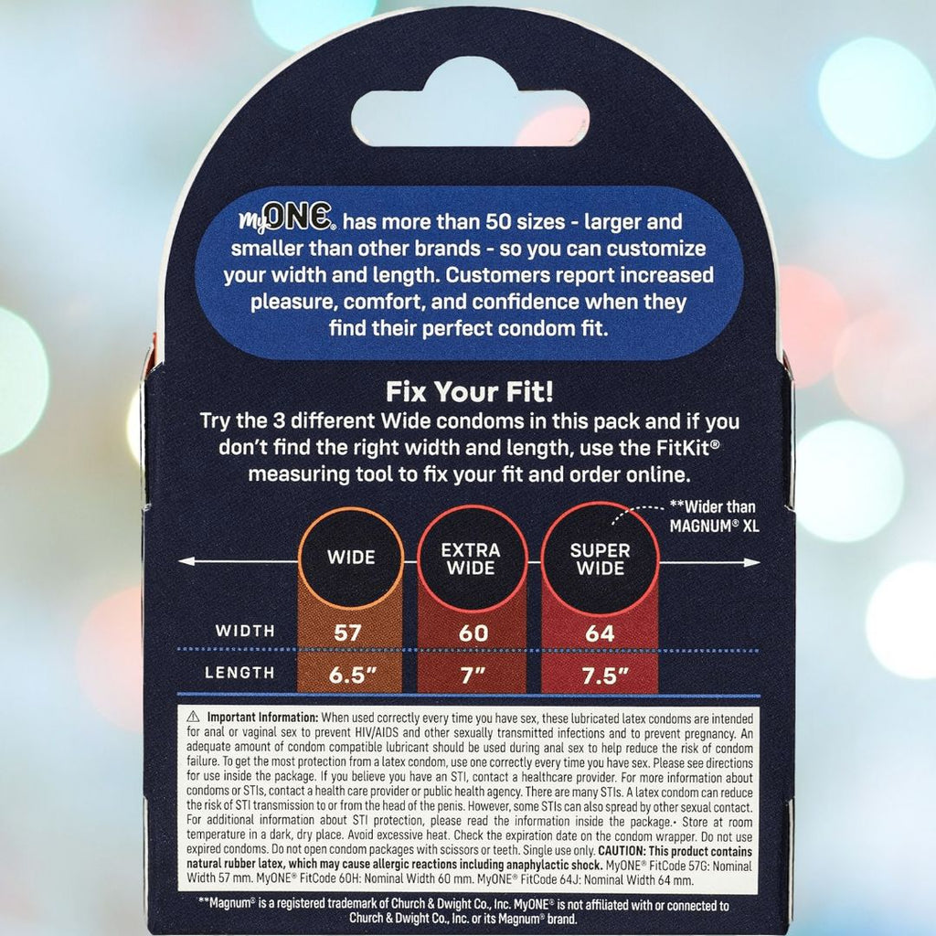 myONE Large Condom Sampler with FitKit - Custom Fit – Condomania.com