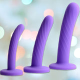 Tri Play Silicone 3-Pieces Dildo Set - Purple