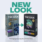 Two boxes of Trojan Bareskin EveryTHIN Pack (Variety Pack) by Trojan are side by side, with an arrow between them. The left box shows the old design, the right box shows the new look. "NEW LOOK" appears above in bold teal letters.