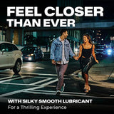 A smiling couple hold hands and run across a city street at night. Text reads: "Feel closer than ever with Trojan Raw Ultra-Thin Condoms, our thinnest condom for a thrilling, natural experience. From Trojan.