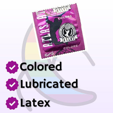 Atlas Colored Condoms Assorted 12-Pack - Lubricated  Condomania.com