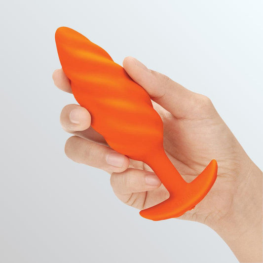 B-Vibe Texture Vibrating Butt Plug Swirl - Orange (Medium) 1080