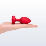 B-Vibe Vibrating Heart Plug Medium/Large - Scarlet Ruby