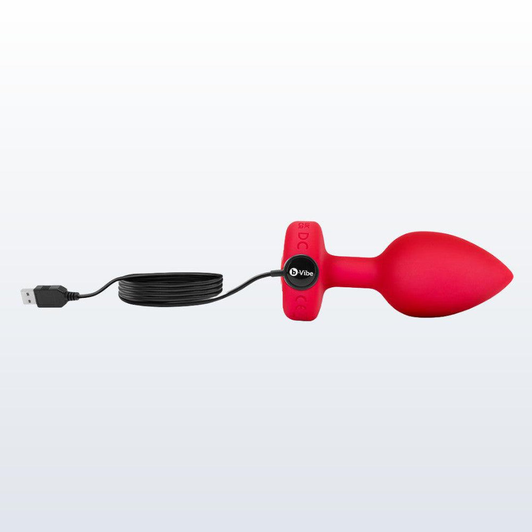 B-Vibe Vibrating Heart Plug Medium/Large - Scarlet Ruby