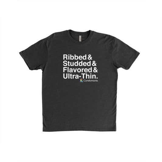 Condom T-Shirt - 'Ribbed & Studded & Flavored & Ultra Thin' 1080
