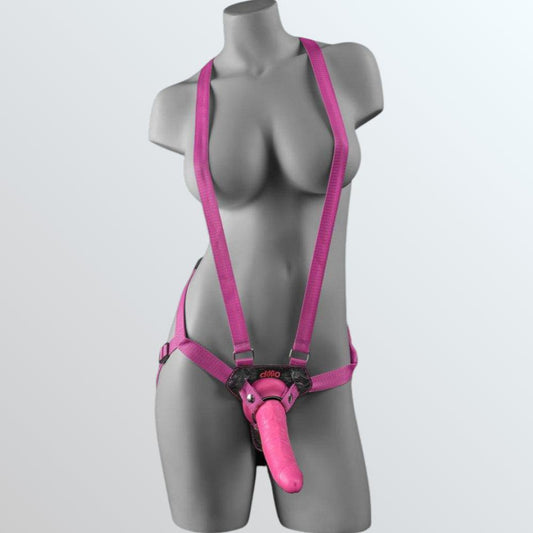 Dillio 7" Pink Strap-on Suspender Harness Set 1080