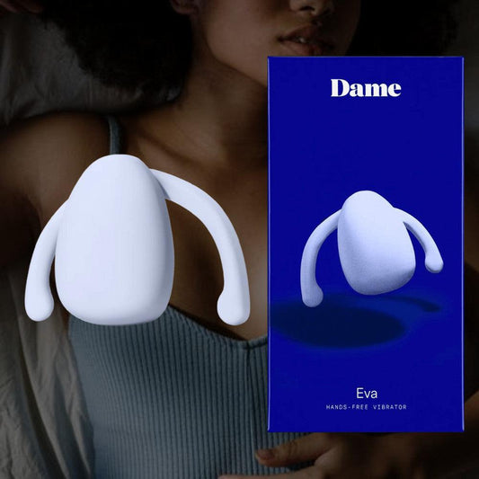 Dame Eva Hands-Free Clitoral Vibrator Ice Blue Condomania.com Dame Eva Hands-Free Clitoral Vibrator Ice Blue Condomania.com
