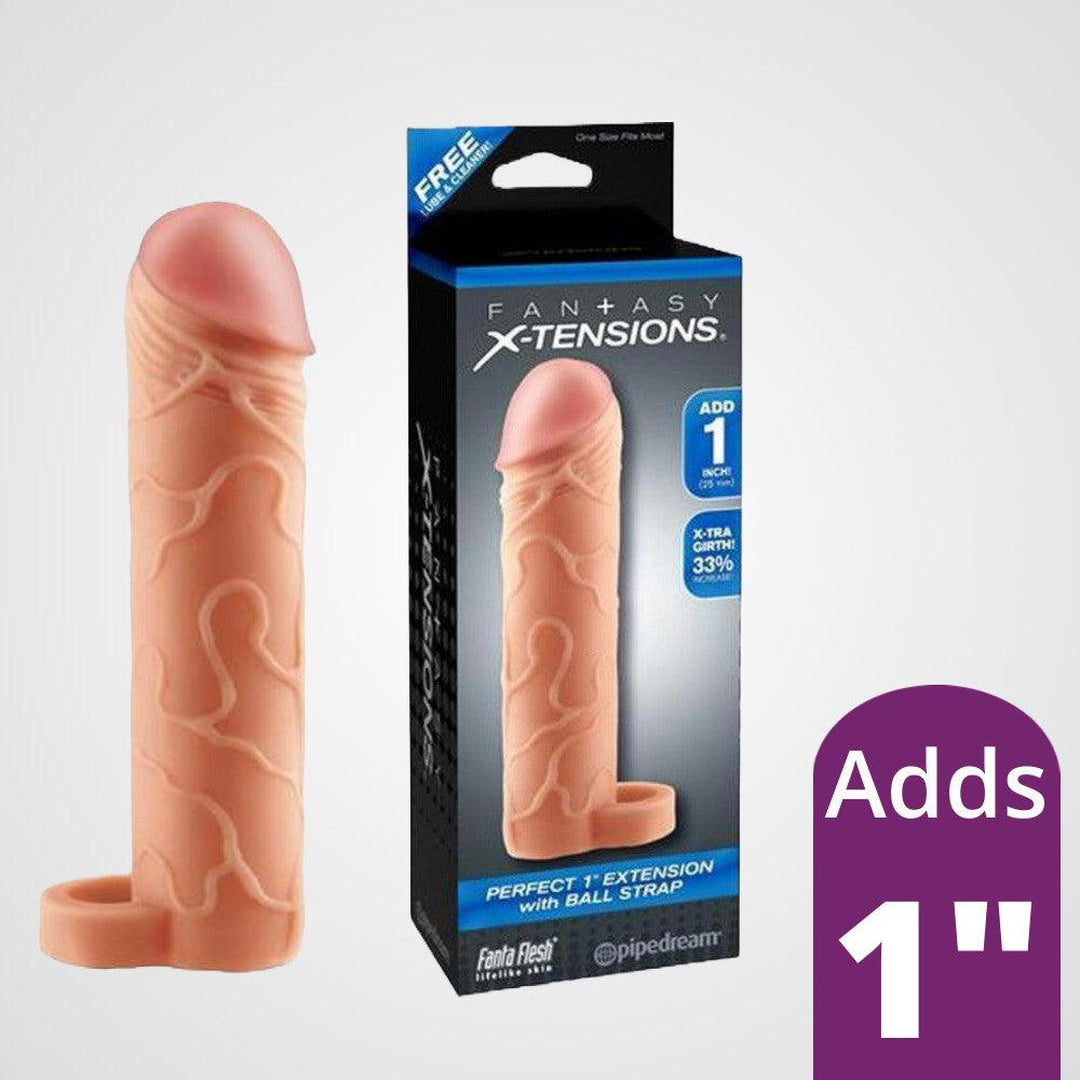 Fantasy Extension 1" Penis Extender With Ball Strap