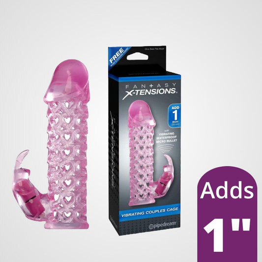 Fantasy X-Tensions Vibrating Penis Extension Sleeve with Clitoral Massager 1080