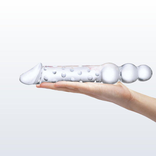 Gläs 12" Double Ended Glass Dildo with Anal Beads 1080