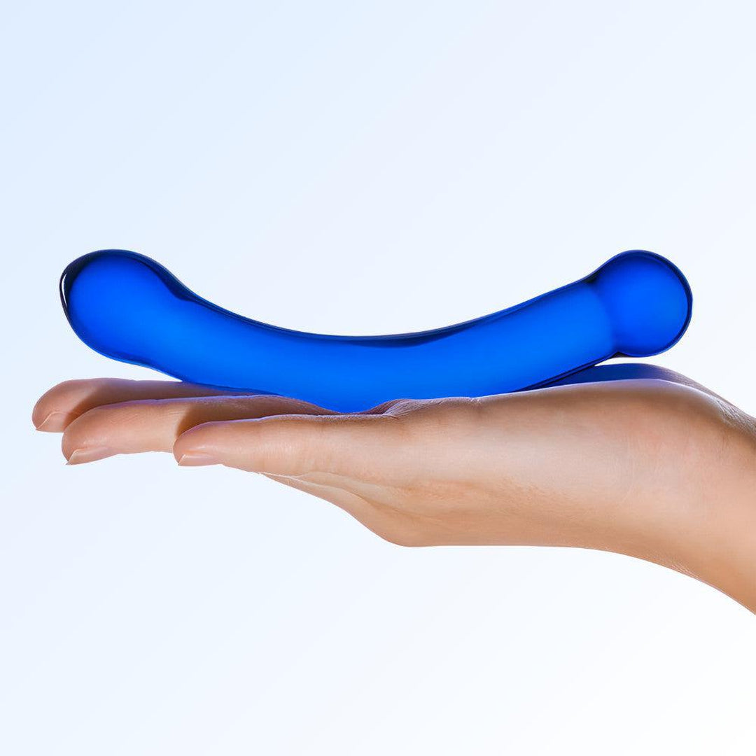 Gläs 6" Curved G-Spot Glass Dildo - Blue