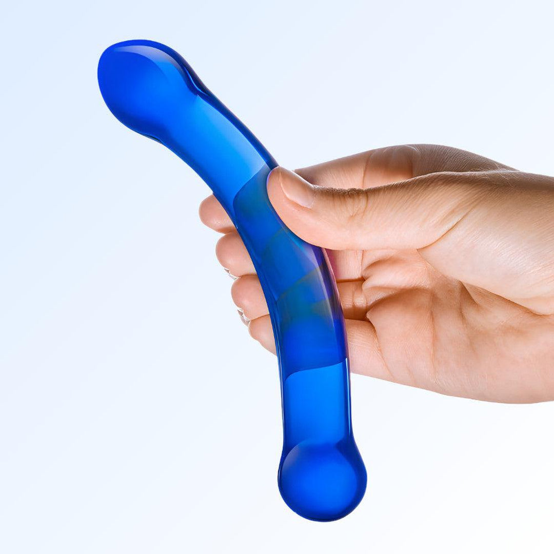 Gläs 6" Curved G-Spot Glass Dildo - Blue