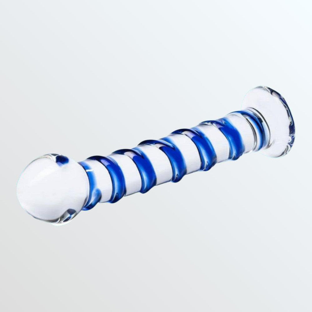 Gläs Blue Spiral 7.5" Glass Dildo